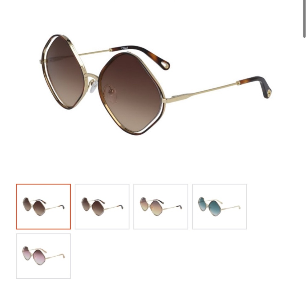 Chloe Brown Hexagonal Sunglasses - CE159S